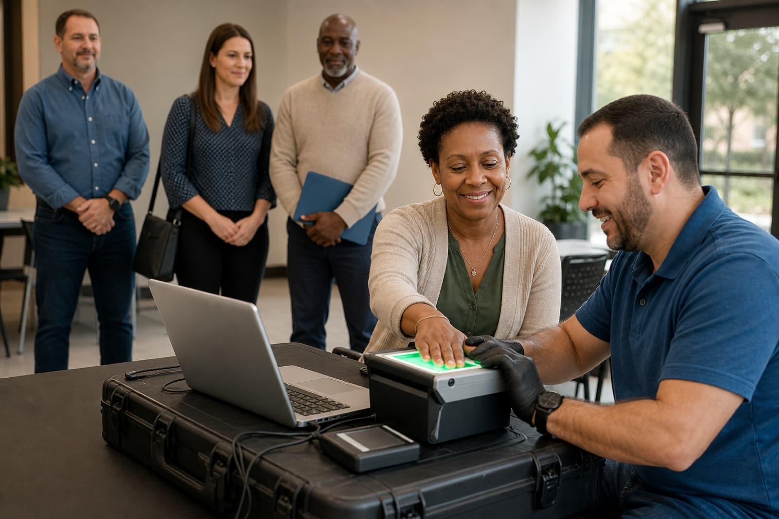 Mobile Live Scan fingerprinting equipment set up for an organization in the Bay Area